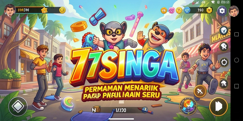 Tampilan gameplay seru di 77SINGA dengan karakter yang bergerak cepat.