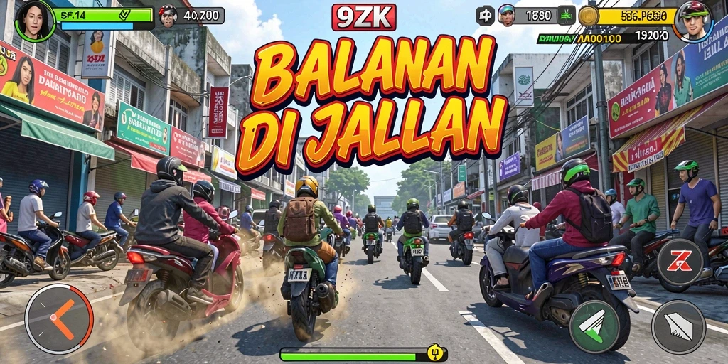 Penggambaran gameplay Racing yang intens dan menegangkan di 9ZK.