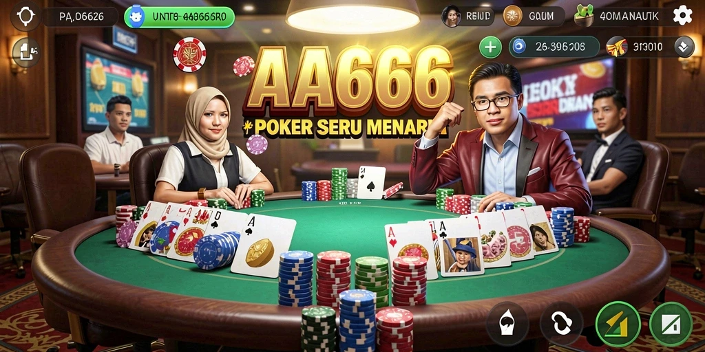 Tampilan gameplay Poker yang seru dan interaktif di AA666.