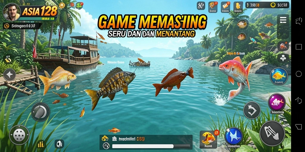 Screenshot gameplay ASIA128 yang menunjukkan pengalaman memancing seru.