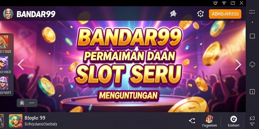 Tampilan gameplay BANDAR99 yang menampilkan slot yang berwarna-warni dan interaktif.