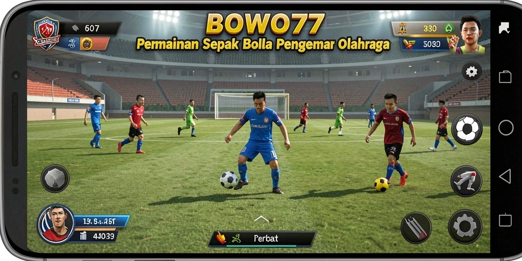 Gameplay seru dalam BOWO77 yang menampilkan aksi sepak bola.