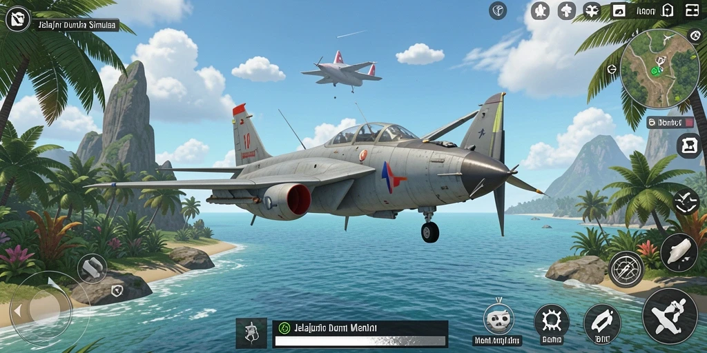 Tampilan gameplay F7F7 yang menarik dengan dunia simulasi yang luas.