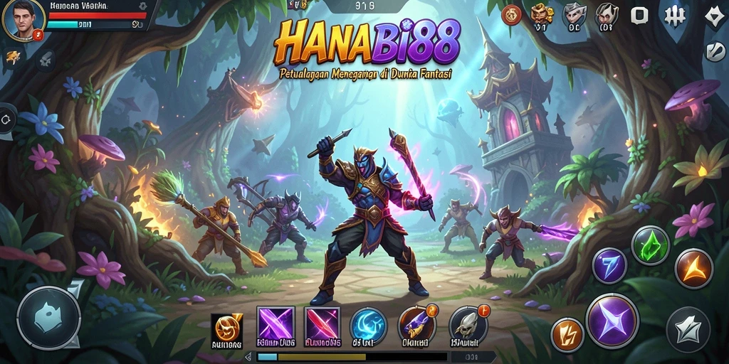 Tampilan gameplay petualangan seru di HANABI88 yang penuh warna.