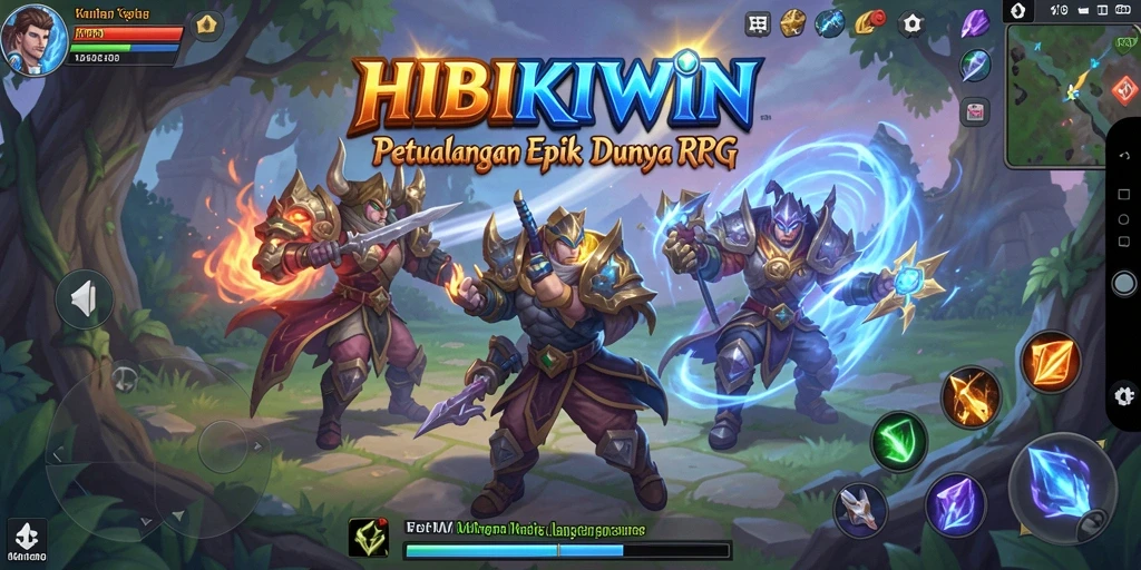 Gameplay HIBIKIWIN menampilkan aksi seru di dunia fantasi.