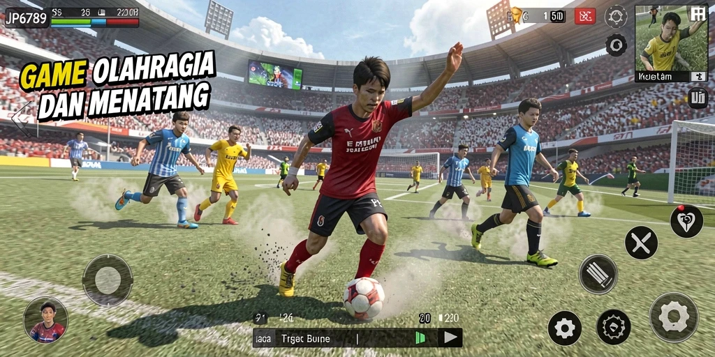 Tangkapan layar gameplay JP6789 yang menunjukkan aksi olahraga yang mendebarkan.