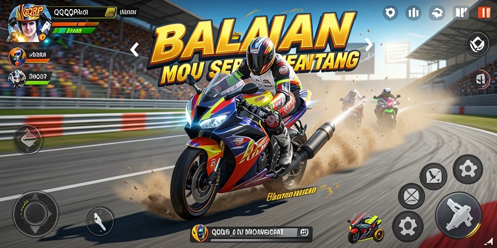 Tampilan atraktif dari gameplay QQRP yang mendebarkan di jalan raya.