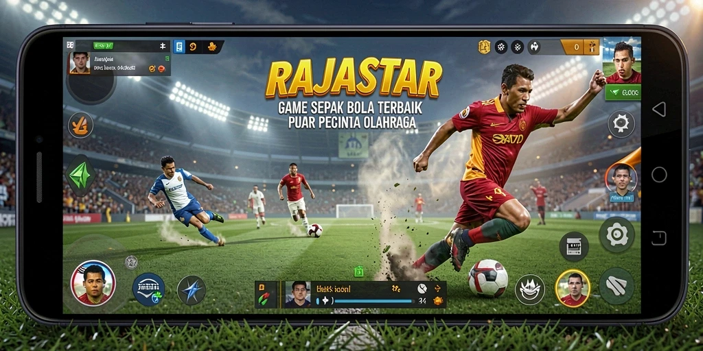 Tangkapan layar RAJASTAR menampilkan momen seru permainan sepak bola.
