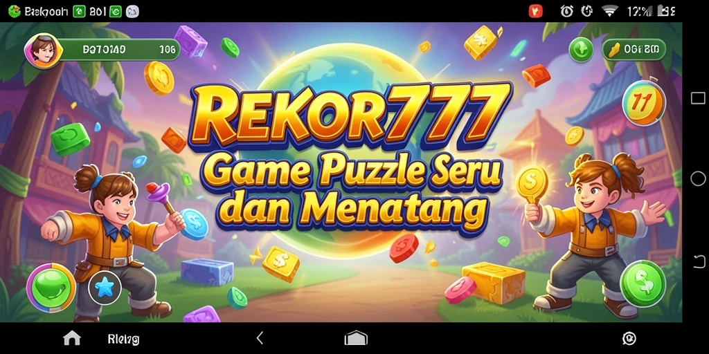 Screenshot utama menunjukkan gameplay puzzle yang menantang dan interaktif.
