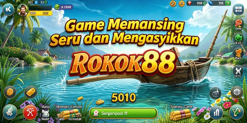 Tampilan gameplay ROKOK88 dengan aksi memancing yang seru dan mengasyikkan.
