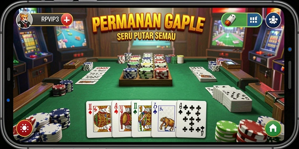 Tampilan gameplay seru dari RPVIP3 yang menggugah semangat permainan Gaple.
