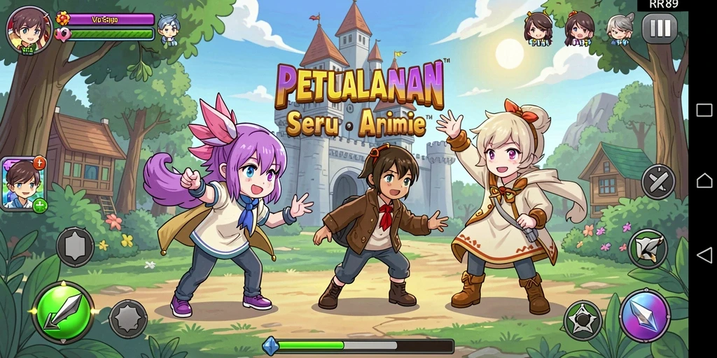 Tampilan gameplay seru dengan karakter Anime yang menarik.