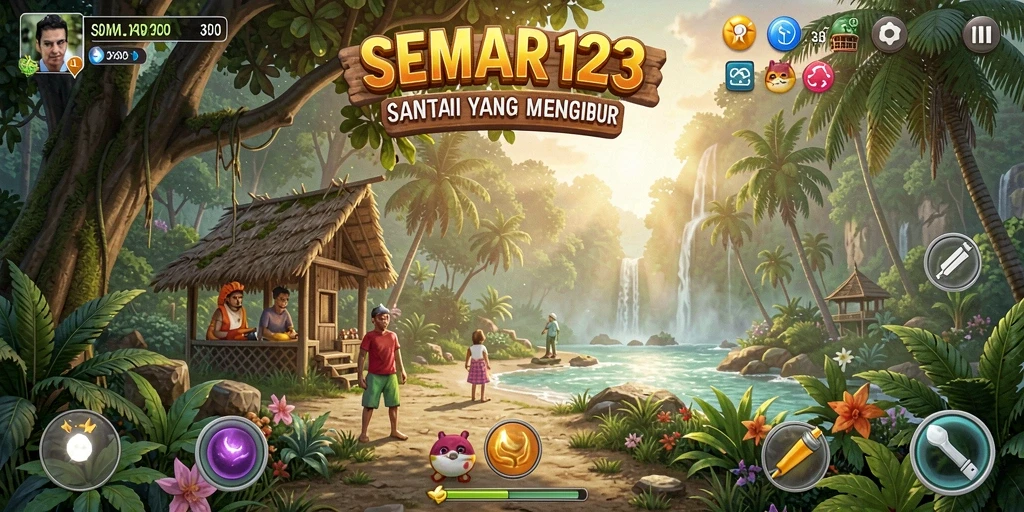 Tampilan gameplay SEMAR123 yang ceria dan menghibur.