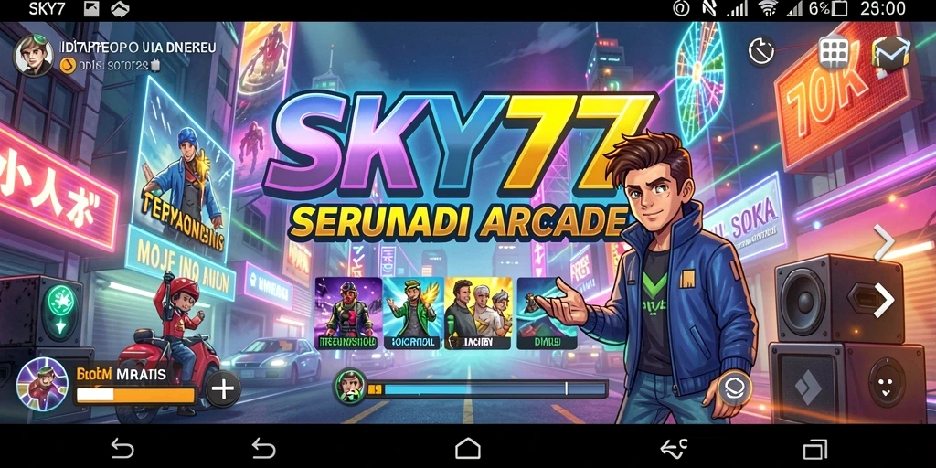Screenshot utama gameplay SKY77 yang mendebarkan dengan aksi arcade.