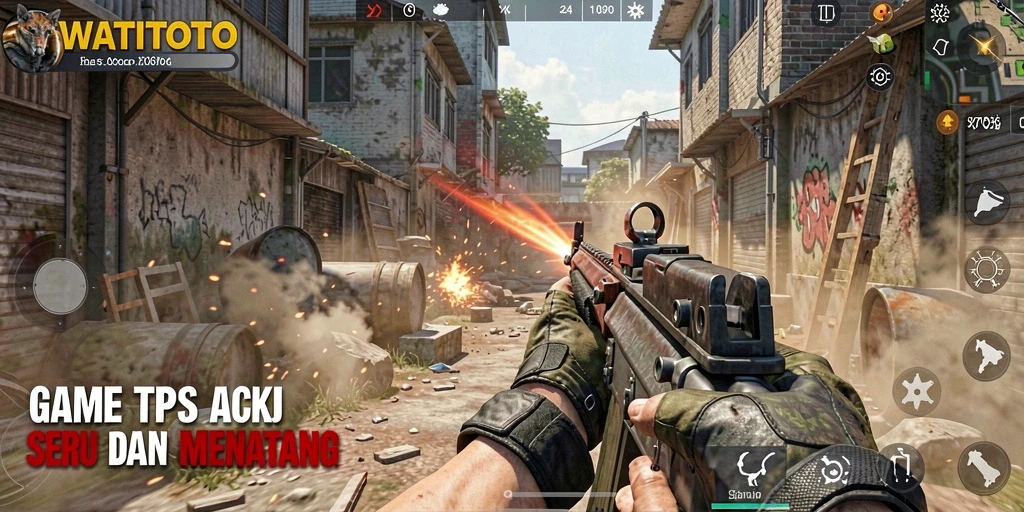 Screenshot gameplay WATITOTO yang menampilkan aksi seru dalam pertarungan TPS.